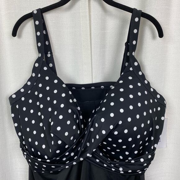 Swimsuits For All Black&White Dot Underwire Tankini Top Sz.46DDD NWT - Picture 5 of 16